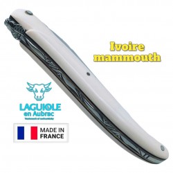 Couteau Laguiole Aubrac forgé ivoire mammouth plein manche 22cm