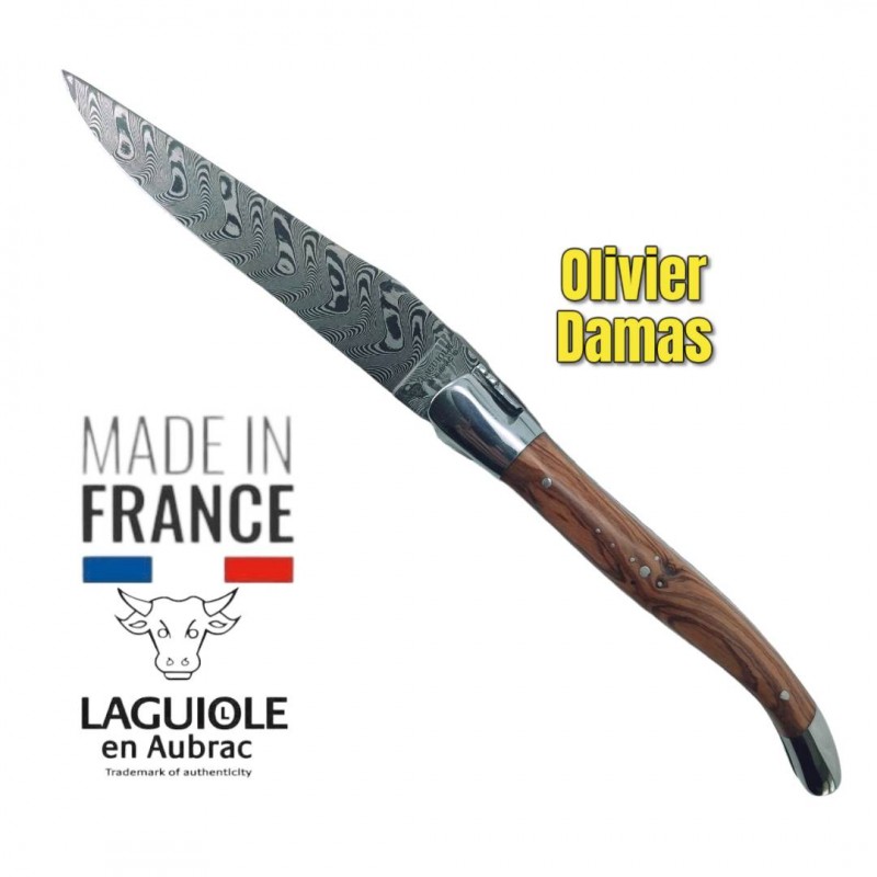 Couteau pliant Laguiole en Aubrac olivier damas Balbach