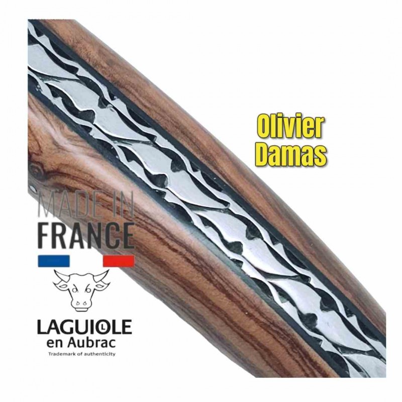 Couteau pliant Laguiole en Aubrac olivier damas Balbach