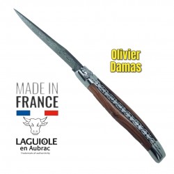 Couteau pliant Laguiole en Aubrac olivier damas Balbach