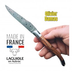 Couteau pliant Laguiole en Aubrac olivier damas Balbach