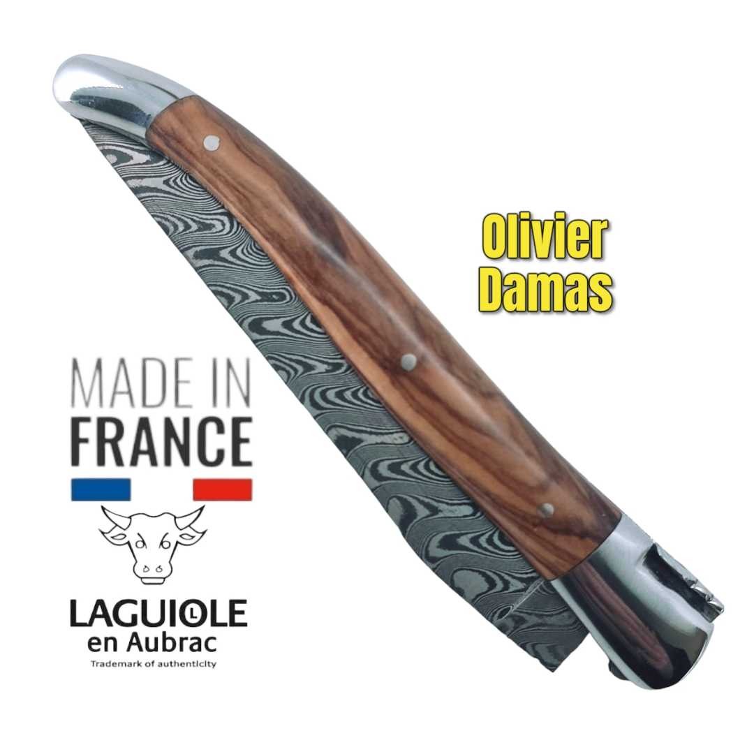 Couteau pliant Laguiole en Aubrac olivier damas Balbach