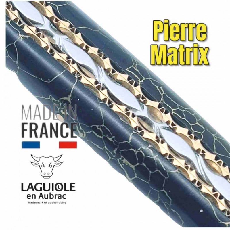 Couteau pliant Laguiole en Aubrac pierre noire matrix