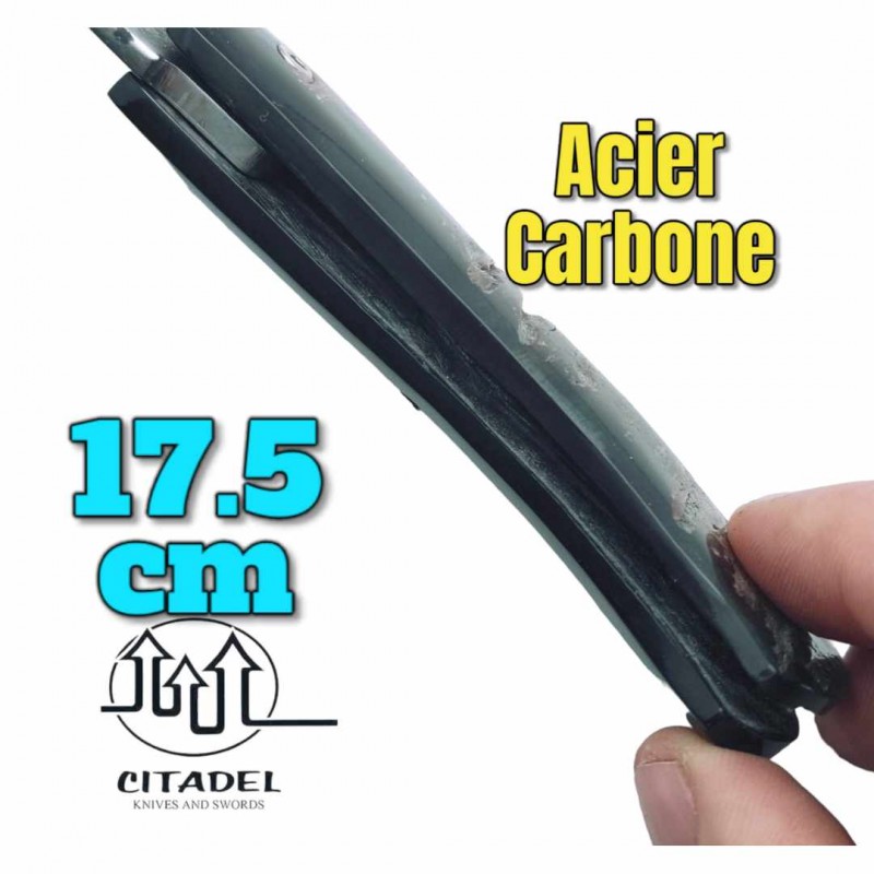 Petit couteau pliant artisanal Citadel Aizto corne buffle forgé main 17.5 cm 2