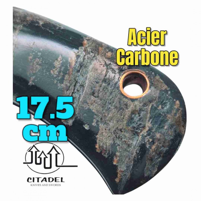 Petit couteau pliant artisanal Citadel Aizto corne buffle forgé main 17.5 cm 2