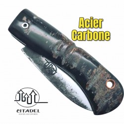 Petit couteau pliant artisanal Citadel Aizto corne buffle forgé main 17.5 cm 2