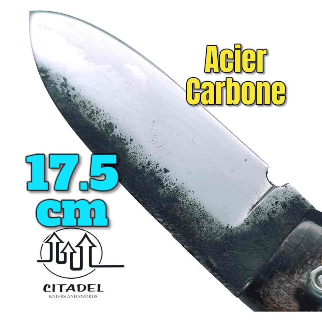 Petit couteau pliant artisanal Citadel Aizto corne buffle forgé main 17.5 cm 2