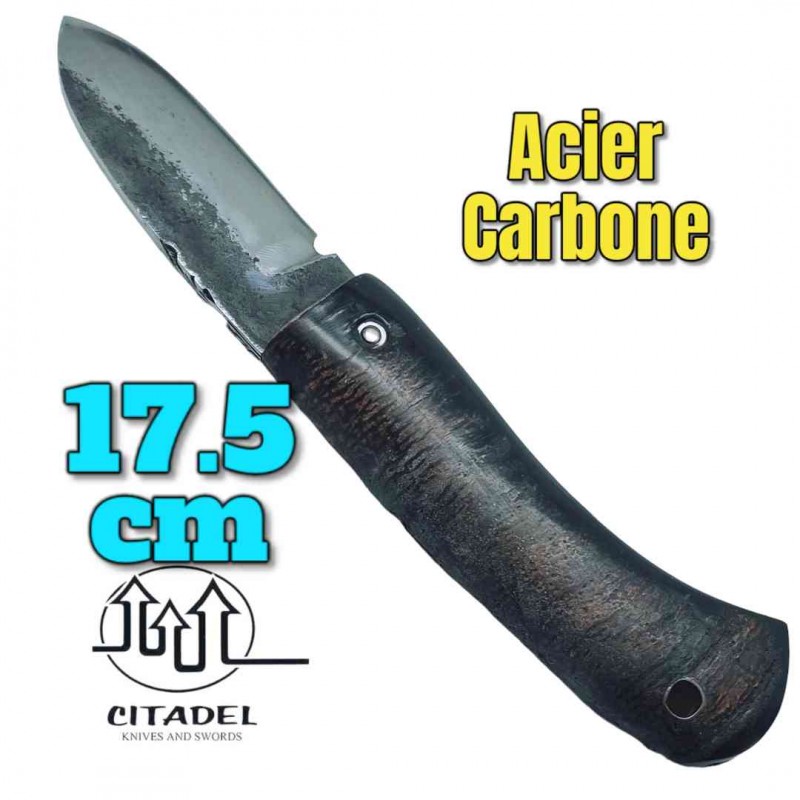 Petit couteau pliant artisanal Citadel Aizto corne buffle forgé main 17.5 cm  3