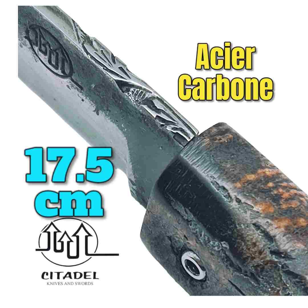 Petit couteau pliant artisanal Citadel Aizto corne buffle forgé main 17.5 cm  3