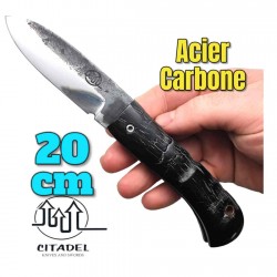 Couteau pliant artisanal Citadel Aizto corne buffle forgé main 20 cm N4