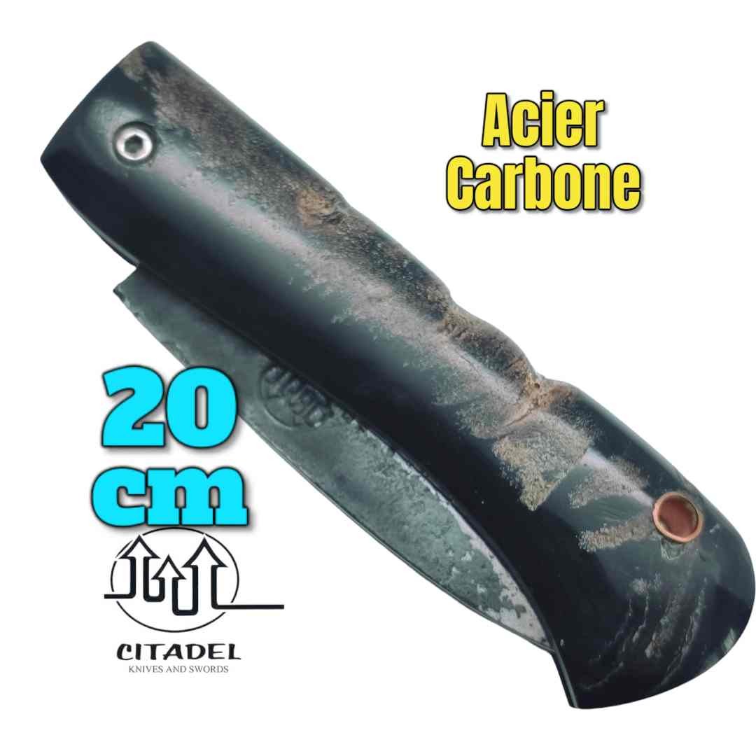 Couteau pliant artisanal Citadel Aizto corne buffle forgé main 20 cm N6