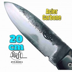 Couteau pliant artisanal Citadel Aizto corne buffle forgé main 20 cm N6