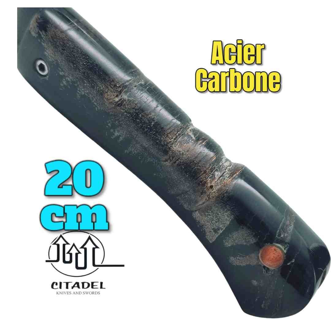 Couteau pliant artisanal Citadel Aizto corne buffle forgé main 20 cm N6