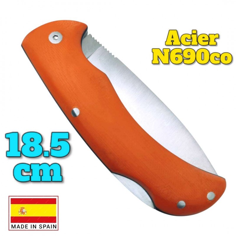 Couteau espagnol Cudeman Athenea n690 cobalt G10 orange