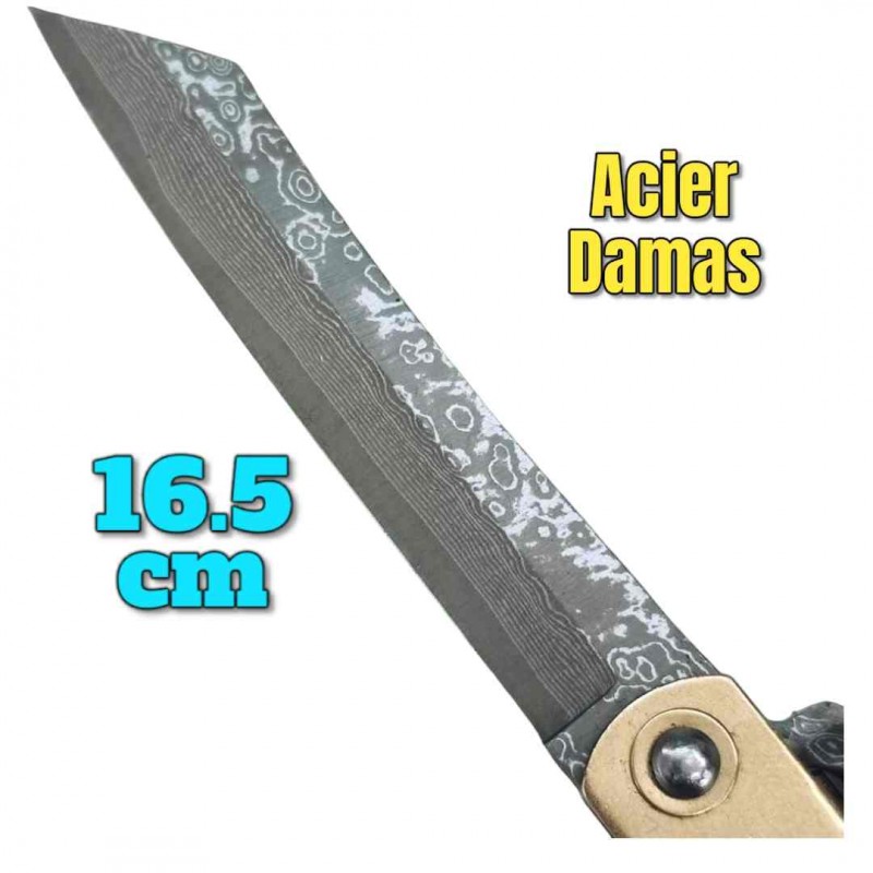 Couteau japonais Higonokami Hoseki Damascus laiton BOKER